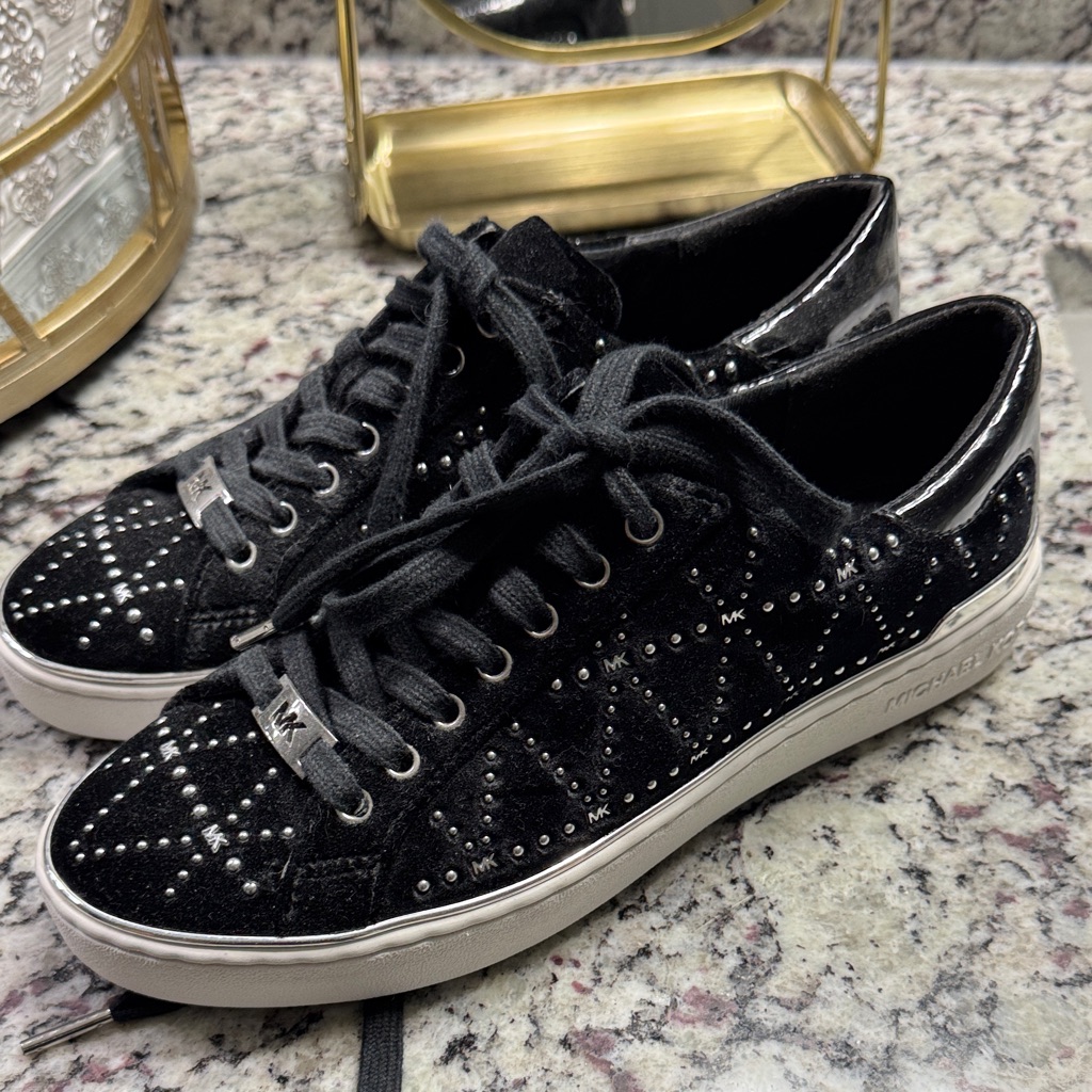 Michael Kors Black And Silver Studded Sneakers